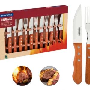 Jogo De Talheres Kit Churrasco Garfos Facas Inox Tramontina