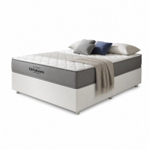 Cama Box + Colchão De Molas Ensacadas Ortobom Plenno - Casal Branco